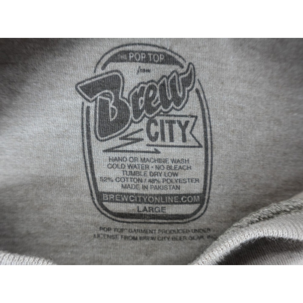 Brew City Mens Graphic T Shirt Bear Antlers Beer Print Short Sleeve Gray Large - Picture 7 of 12